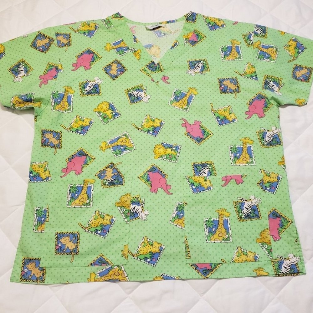 Jaylyn Scrub Top- Green Safari